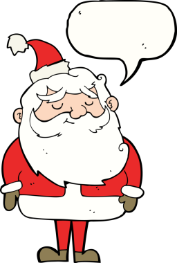 Bir insan tarafından çizilmiş konuşma balonlu Noel Baba çizgi filmi.