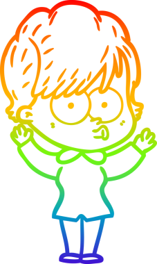 gökkuşağı gradyan çizimi bir insan tarafından çizilmiş bir karikatür kadın