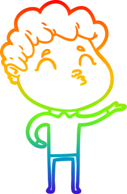 Gökkuşağı gradyan çizgi çizimi bir insan tarafından çizilen bir çizgi film adamı