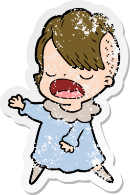 Bir insan tarafından çizilmiş havalı bir hippi kızın karikatür çıkartması.