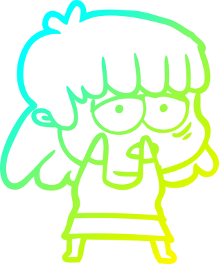 Bir insan tarafından çizilmiş, karikatür çizen yorgun bir kadın.