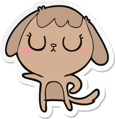 Bir insan tarafından çizilmiş şirin bir köpeğin çıkartması.