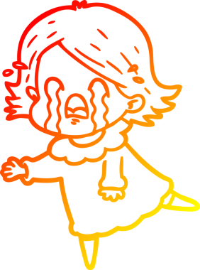 Bir insan tarafından çizilmiş, ağlayan bir çizgi kadın çizimi.