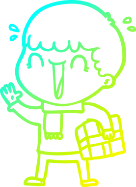 Bir insan tarafından çizilmiş, gülen bir karikatürist çizimi.