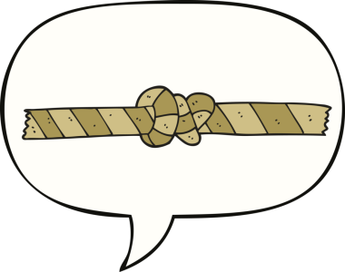 bir insan tarafından çizilmiş konuşma baloncuklu düğümlü ip.