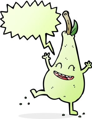 Bir insan tarafından çizilmiş mutlu armut dans eden çizgi film.