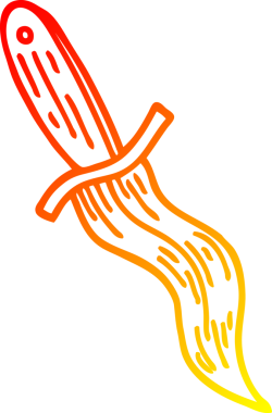 Bir insan tarafından çizilmiş bir çizgi dövmeli hançer sembolünün sıcak çizgi çizimi