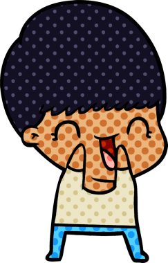 Bir insan tarafından çizilmiş mutlu çizgi film çocuğu.