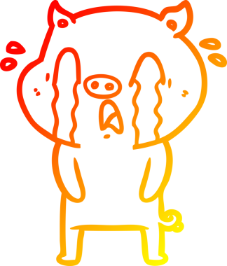 Bir insan tarafından çizilmiş, ağlayan bir domuz çizgi filmi.