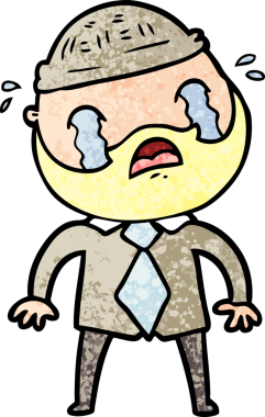 Çizgi film sakallı adam bir insan tarafından çizilmiş ağlıyor.