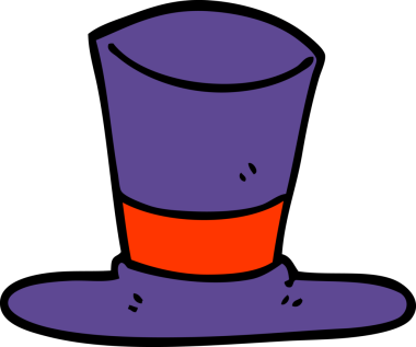 Bir insan tarafından çizilmiş karikatür silindir şapka.