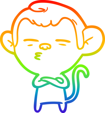 Gökkuşağı gradyan çizgi çizimi Bir insan tarafından çizilmiş şüpheli maymun