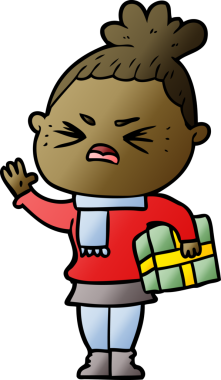 Bir insan tarafından çizilmiş kızgın bir kadın.