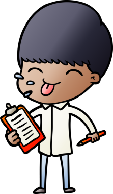 Çizgi film satıcısı bir insan tarafından çizilmiş dili dışarı çıkarıyor.