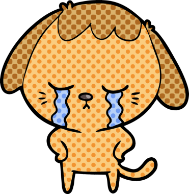 Bir insan tarafından çizilmiş şirin köpek yavrusu ağlama çizgi filmi