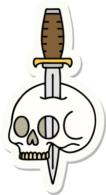 Bir insan tarafından çizilmiş bir kafatasının geleneksel stiliyle dövme çıkartması.