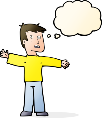 Bir insan tarafından çizilen düşünce baloncuğuyla adamı şaşırtan çizgi film.