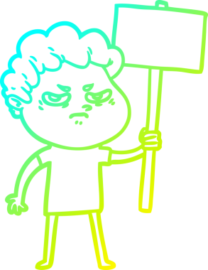 Bir insan tarafından çizilmiş kızgın bir adamın soğuk çizgi çizimi.