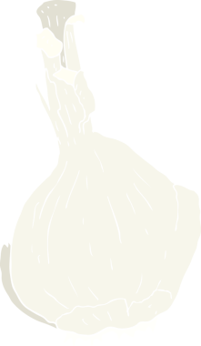 Bir insan tarafından çizilmiş sarımsağın düz renk çizimi