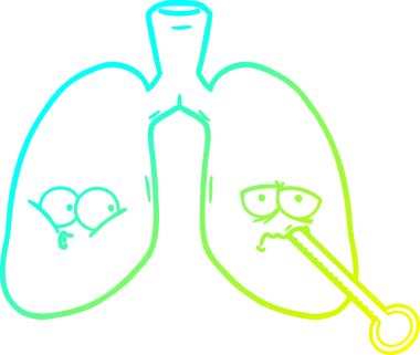 Bir insan tarafından çizilmiş sağlıksız akciğerlerin soğuk gradyan çizimi.