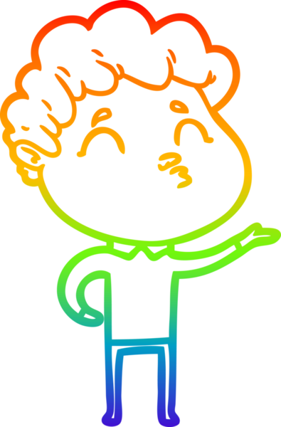 Gökkuşağı gradyan çizgi çizimi bir insan tarafından çizilen bir çizgi film adamı