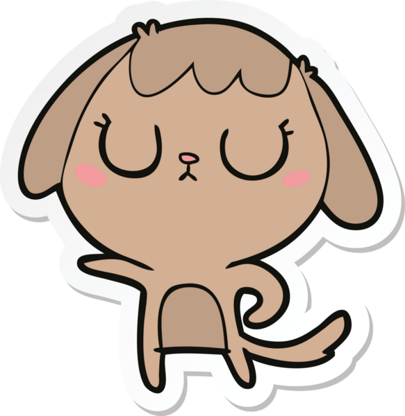 Bir insan tarafından çizilmiş şirin bir köpeğin çıkartması.