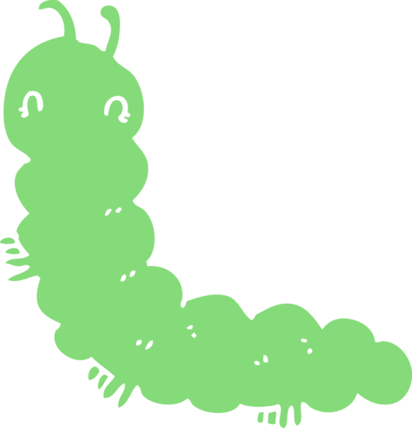 Bir insan tarafından çizilmiş düz renkli çizgi film tırtılı.