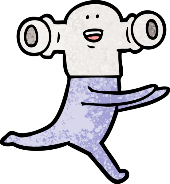 Bir insan tarafından çizilmiş dost canlısı bir uzaylı çizgi filmi.