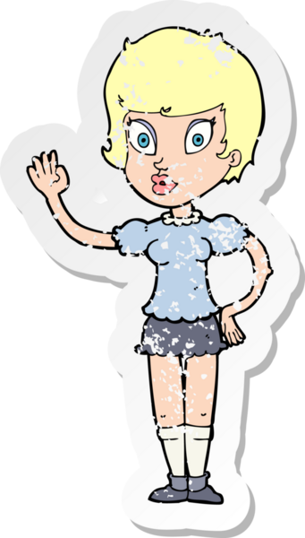 Bir insan tarafından çizilmiş güzel bir kız çizgi filmin gerilmiş çıkartması.