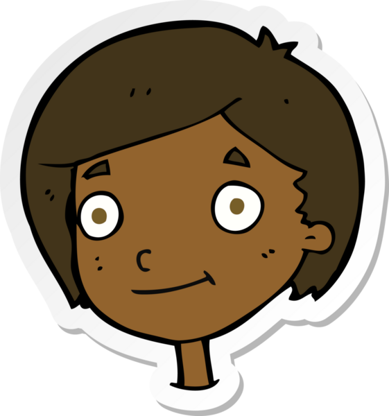 Bir insan tarafından çizilmiş mutlu bir çocuğun çıkartması.