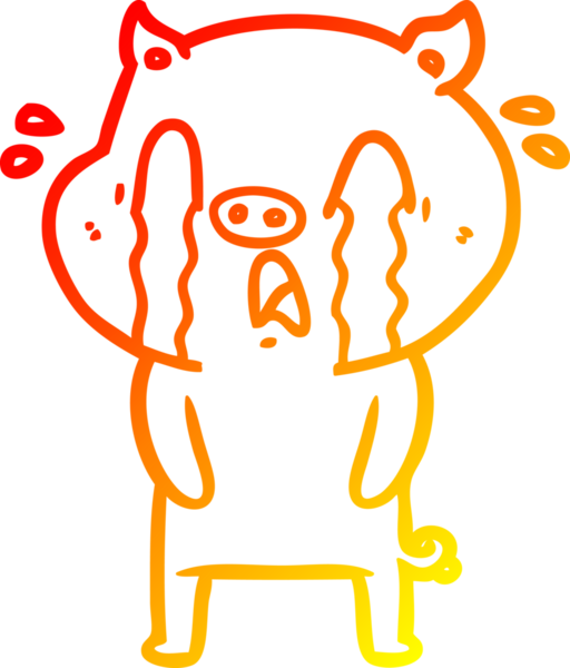 Bir insan tarafından çizilmiş, ağlayan bir domuz çizgi filmi.