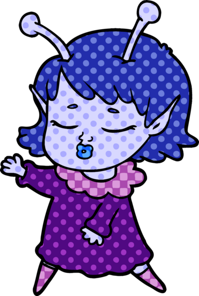 Bir insan tarafından çizilmiş sevimli uzaylı kız çizgi filmi.