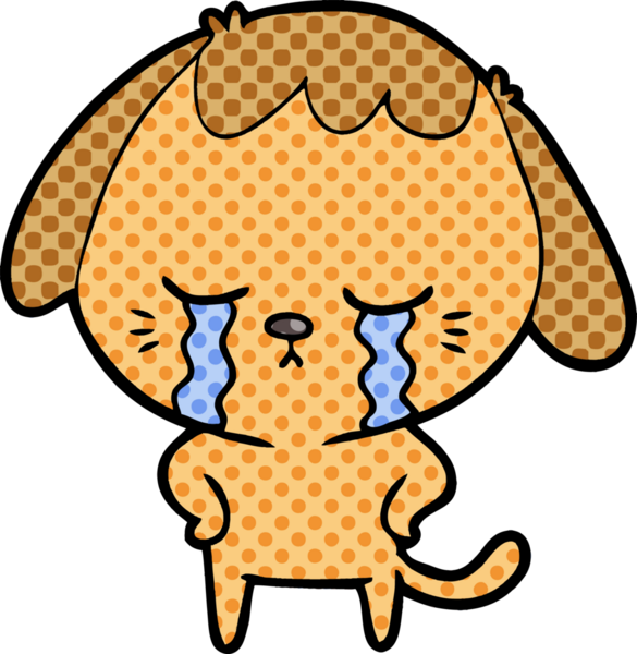 Bir insan tarafından çizilmiş şirin köpek yavrusu ağlama çizgi filmi