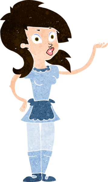 Bir insan tarafından çizilmiş güzel bir garson kız.