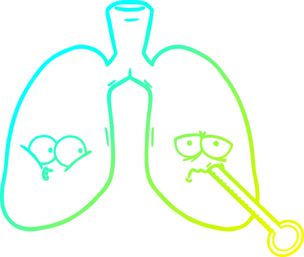 Bir insan tarafından çizilmiş sağlıksız akciğerlerin soğuk gradyan çizimi.