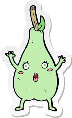 Bir insan tarafından çizilmiş korkmuş bir armut çıkartması.