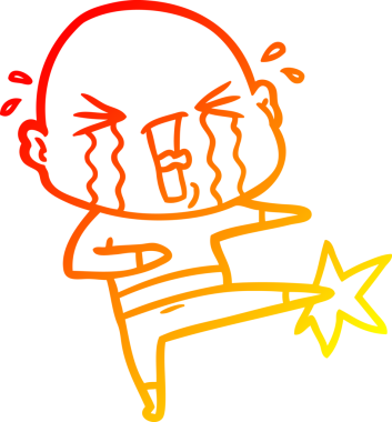 Bir insan tarafından çizilmiş, ağlayan kel bir adamın çizgi çizimi.