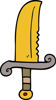 Bir insan tarafından çizilmiş mücevherli bir kılıç.