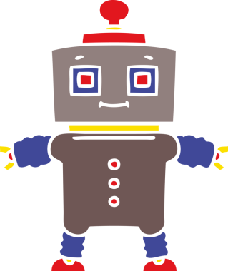 Bir insan tarafından çizilmiş tuhaf çizgi film robotu.