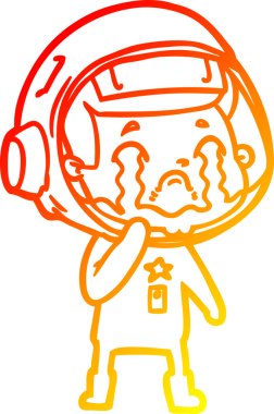 Bir insan tarafından çizilmiş, ağlayan bir astronotun sıcak çizgi çizimi