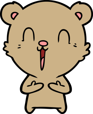 Bir insan tarafından çizilmiş mutlu çizgi film ayısı.