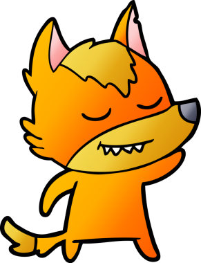 Bir insan tarafından çizilmiş tilki çizgi film karakteri