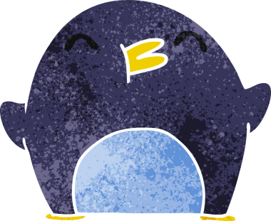 Bir insan tarafından çizilmiş kawaii pengueni.