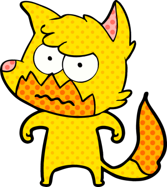 Bir insan tarafından çizilmiş tilki çizgi film karakteri