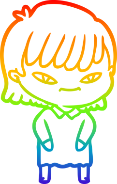 gökkuşağı gradyan çizimi bir insan tarafından çizilmiş bir karikatür kadın