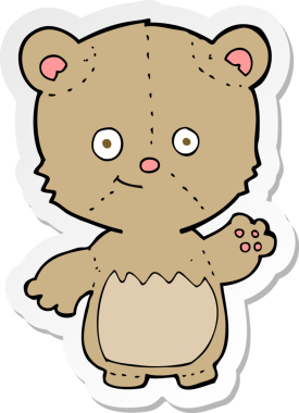 Bir insan tarafından çizilmiş küçük oyuncak ayının çıkartması.