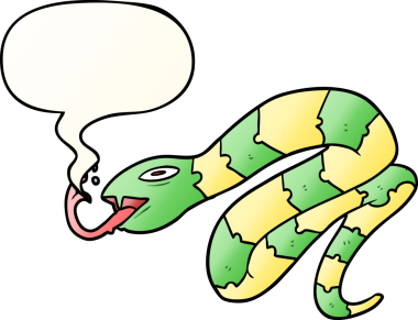 çizgi film tıslayan yılan konuşma baloncuğu ile bir insan tarafından çizilen düzgün eğimli stil