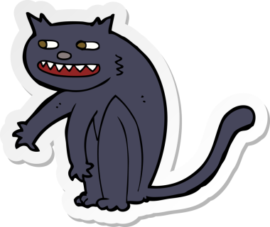 Bir insan tarafından çizilmiş karikatür kara kedisinin çıkartması.