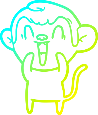 Bir insan tarafından çizilmiş gülen maymun çizgi çizimi.