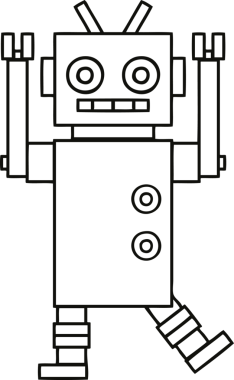 Bir insan tarafından çizilmiş dans eden bir robot çizimi